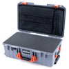 Pelican 1535 Air Case, Silver with Orange Handles & Push-Button Latches Pick & Pluck Foam with Computer Pouch ColorCase 015350-0201-180-150