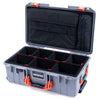 Pelican 1535 Air Case, Silver with Orange Handles & Push-Button Latches TrekPak Divider System with Computer Pouch ColorCase 015350-0220-180-150