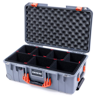 Pelican 1535 Air Case, Silver with Orange Handles & Push-Button Latches TrekPak Divider System with Convolute Lid Foam ColorCase 015350-0020-180-150