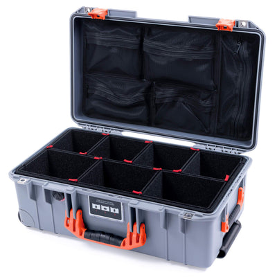 Pelican 1535 Air Case, Silver with Orange Handles & Push-Button Latches TrekPak Divider System with Mesh Lid Organizer ColorCase 015350-0120-180-150