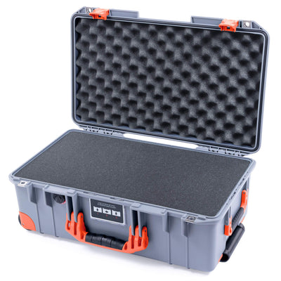 Pelican 1535 Air Case, Silver with Orange Handles, Push-Button Latches & Trolley Pick & Pluck Foam with Convolute Lid Foam ColorCase 015350-0001-180-150-150