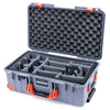 Pelican 1535 Air Case, Silver with Orange Handles, Push-Button Latches & Trolley Gray Padded Microfiber Dividers with Convolute Lid Foam ColorCase 015350-0070-180-150-150