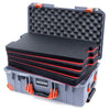 Pelican 1535 Air Case, Silver with Orange Handles, Push-Button Latches & Trolley Custom Tool Kit (4 Foam Inserts with Convolute Lid Foam) ColorCase 015350-0060-180-150-150