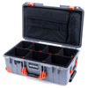 Pelican 1535 Air Case, Silver with Orange Handles, Push-Button Latches & Trolley TrekPak Divider System with Computer Pouch ColorCase 015350-0220-180-150-150