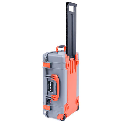 Pelican 1535 Air Case, Silver with Orange Handles, Push-Button Latches & Trolley ColorCase