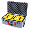 Pelican 1535 Air Case, Silver with Orange Handles & Push-Button Latches Yellow Padded Microfiber Dividers with Convolute Lid Foam ColorCase 015350-0010-180-150