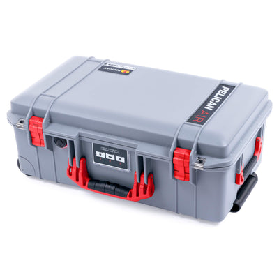 Pelican 1535 Air Case, Silver with Red Handles & Latches ColorCase