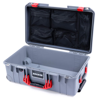 Pelican 1535 Air Case, Silver with Red Handles & Latches Mesh Lid Organizer Only ColorCase 015350-0100-180-320