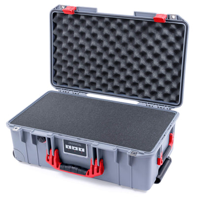 Pelican 1535 Air Case, Silver with Red Handles & Latches Pick & Pluck Foam with Convolute Lid Foam ColorCase 015350-0001-180-320