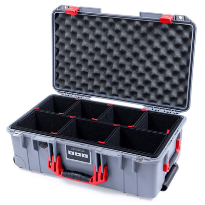 Pelican 1535 Air Case, Silver with Red Handles & Latches TrekPak Divider System with Convolute Lid Foam ColorCase 015350-0020-180-320