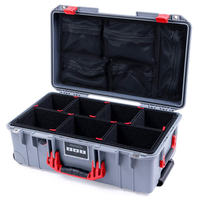 Pelican 1535 Air Case, Silver with Red Handles & Latches TrekPak Divider System with Mesh Lid Organizer ColorCase 015350-0120-180-320