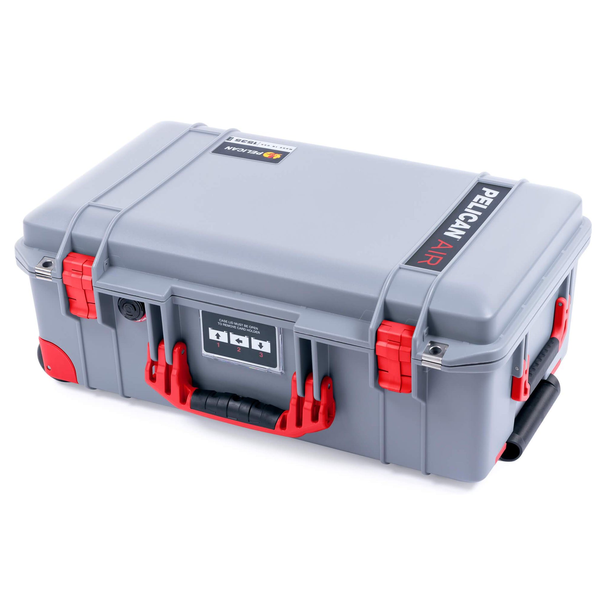 Pelican 1535 Air Case, Silver with Red Handles, Latches & Trolley ColorCase 
