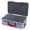 Pelican 1535 Air Case, Silver with Red Handles, Latches & Trolley Pick & Pluck Foam with Convolute Lid Foam ColorCase 015350-0001-180-320-320