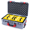 Pelican 1535 Air Case, Silver with Red Handles & Latches Yellow Padded Microfiber Dividers with Convolute Lid Foam ColorCase 015350-0010-180-320