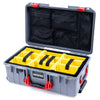 Pelican 1535 Air Case, Silver with Red Handles & Latches Yellow Padded Microfiber Dividers with Mesh Lid Organizer ColorCase 015350-0110-180-320