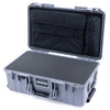 Pelican 1535 Air Case, Silver, Push-Button Latches Pick & Pluck Foam with Computer Pouch ColorCase 015350-0201-180-180
