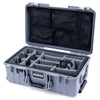 Pelican 1535 Air Case, Silver, Push-Button Latches Gray Padded Microfiber Dividers with Mesh Lid Organizer ColorCase 015350-0170-180-180
