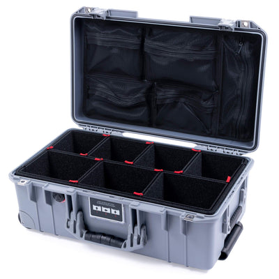 Pelican 1535 Air Case, Silver, Push-Button Latches TrekPak Divider System with Mesh Lid Organizer ColorCase 015350-0120-180-180