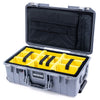 Pelican 1535 Air Case, Silver, Push-Button Latches Yellow Padded Microfiber Dividers with Computer Pouch ColorCase 015350-0210-180-180