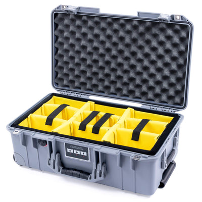 Pelican 1535 Air Case, Silver, Push-Button Latches Yellow Padded Microfiber Dividers with Convolute Lid Foam ColorCase 015350-0010-180-180