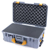 Pelican 1535 Air Case, Silver with Yellow Handles & Latches Pick & Pluck Foam with Convolute Lid Foam ColorCase 015350-0001-180-240