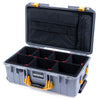 Pelican 1535 Air Case, Silver with Yellow Handles & Latches TrekPak Divider System with Computer Pouch ColorCase 015350-0220-180-240