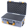 Pelican 1535 Air Case, Silver with Yellow Handles, Latches & Trolley Pick & Pluck Foam with Convolute Lid Foam ColorCase 015350-0001-180-240-240