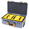 Pelican 1535 Air Case, Silver with Yellow Handles & Latches Yellow Padded Microfiber Dividers with Convolute Lid Foam ColorCase 015350-0010-180-240