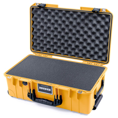 Pelican 1535 Air Case, Yellow with Black Handles & Push-Button Latches Pick & Pluck Foam with Convolute Lid Foam ColorCase 015350-0001-240-110