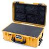 Pelican 1535 Air Case, Yellow with Black Handles & Push-Button Latches Pick & Pluck Foam with Mesh Lid Organizer ColorCase 015350-0101-240-110