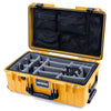 Pelican 1535 Air Case, Yellow with Black Handles & Push-Button Latches Gray Padded Microfiber Dividers with Mesh Lid Organizer ColorCase 015350-0170-240-110