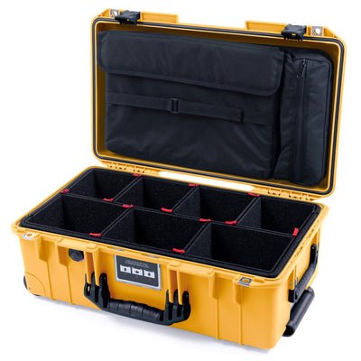 Pelican 1535 Air Case, Yellow with Black Handles & Push-Button Latches TrekPak Divider System with Computer Pouch ColorCase 015350-0220-240-110