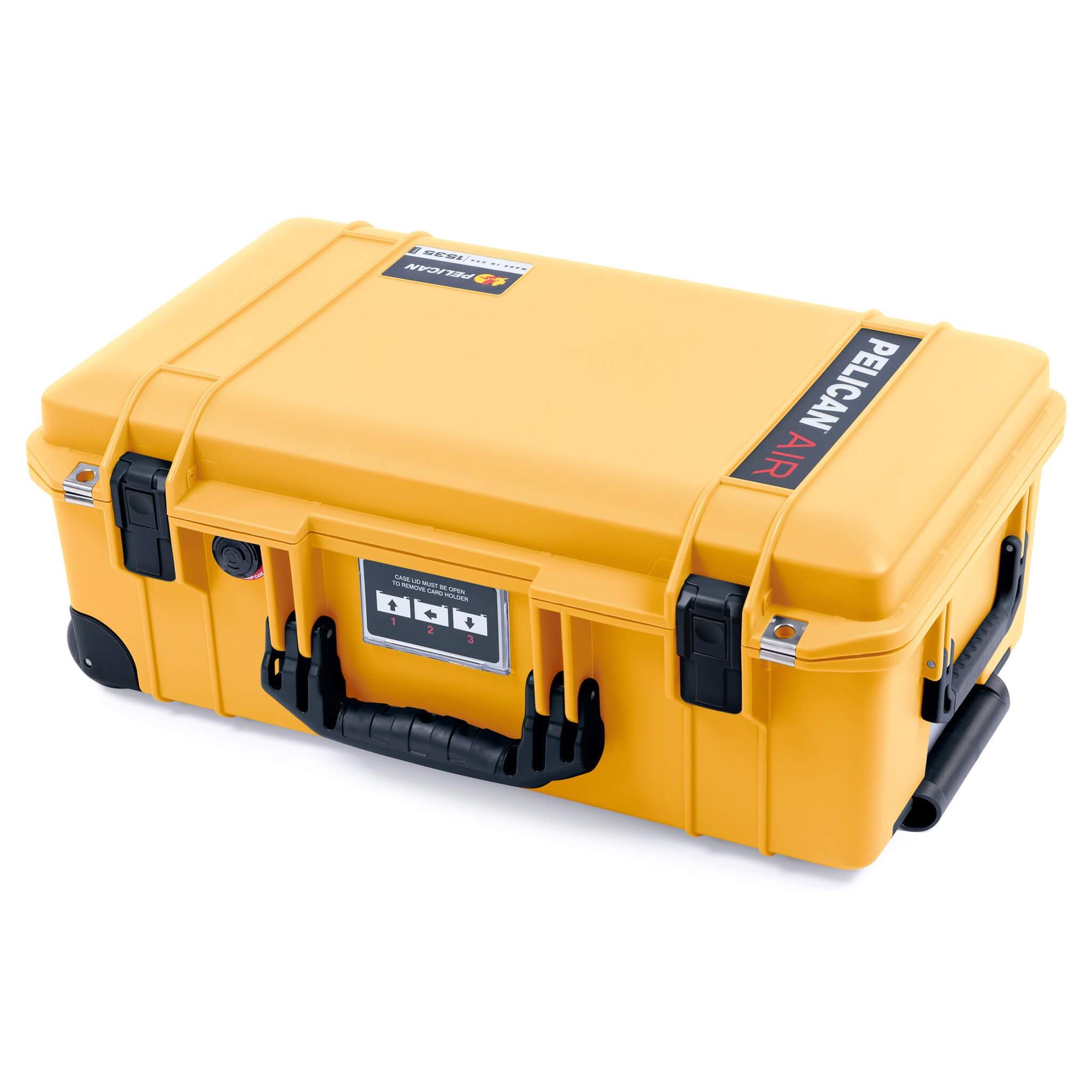 Pelican 1535 Air Case, Yellow with Black Handles, Push-Button Latches & Trolley ColorCase 