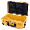 Pelican 1535 Air Case, Yellow with Black Handles, Push-Button Latches & Trolley Mesh Lid Organizer Only ColorCase 015350-0100-240-110-110