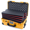 Pelican 1535 Air Case, Yellow with Black Handles, Push-Button Latches & Trolley Custom Tool Kit (4 Foam Inserts with Convolute Lid Foam) ColorCase 015350-0060-240-110-110