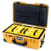 Pelican 1535 Air Case, Yellow with Black Handles, Push-Button Latches & Trolley Yellow Padded Microfiber Dividers with Computer Pouch ColorCase 015350-0210-240-110-110