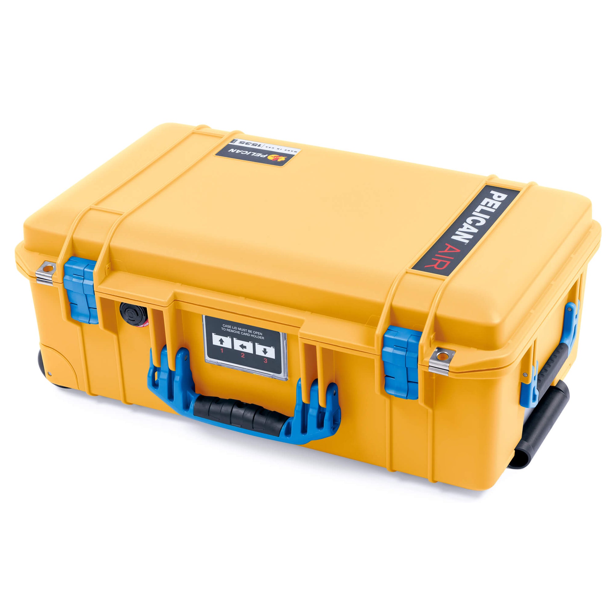 Pelican 1535 Air Case, Yellow with Blue Handles & Latches