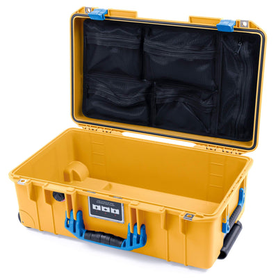 Pelican 1535 Air Case, Yellow with Blue Handles & Latches Mesh Lid Organizer Only ColorCase 015350-0100-240-120
