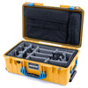 Pelican 1535 Air Case, Yellow with Blue Handles & Latches Gray Padded Microfiber Dividers with Computer Pouch ColorCase 015350-0270-240-120