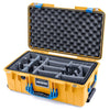 Pelican 1535 Air Case, Yellow with Blue Handles & Latches Gray Padded Microfiber Dividers with Convolute Lid Foam ColorCase 015350-0070-240-120