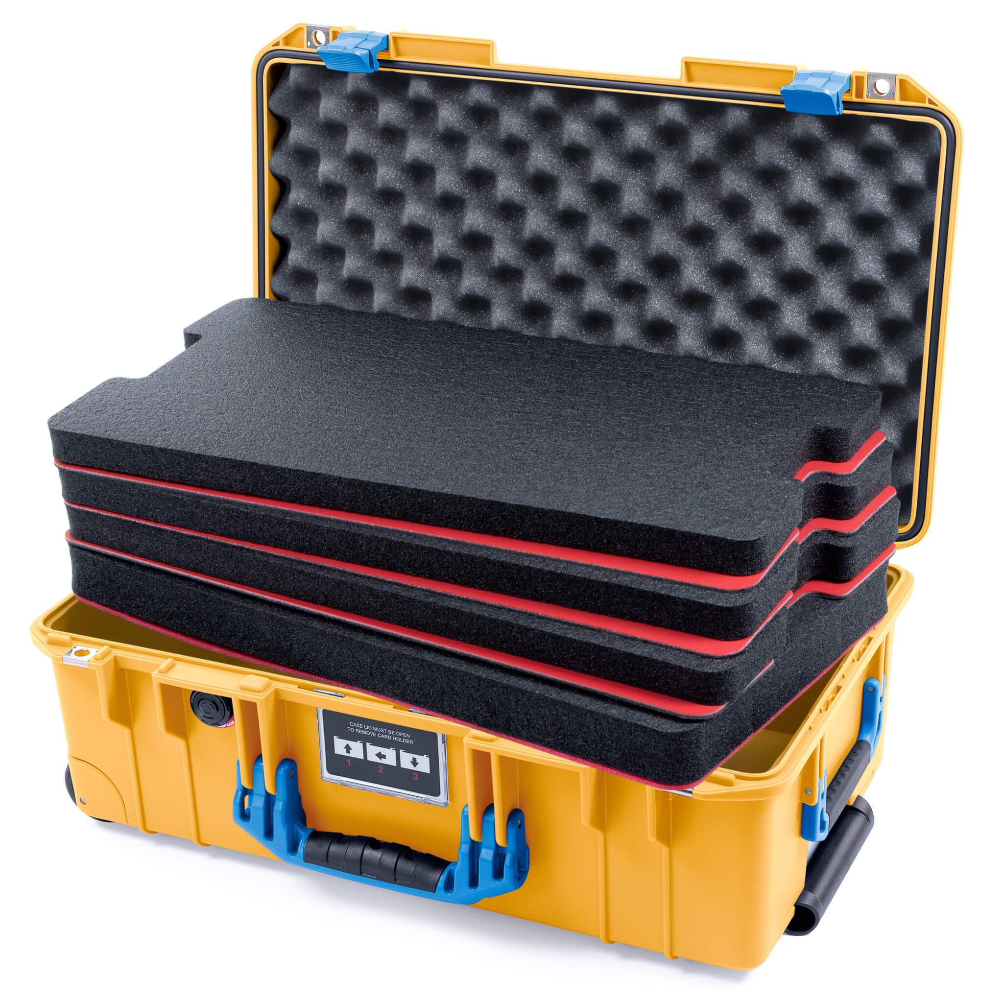 Pelican 1535 Air Case, Yellow with Blue Handles & Latches - ColorCase