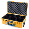 Pelican 1535 Air Case, Yellow with Blue Handles & Latches TrekPak Divider System with Convolute Lid Foam ColorCase 015350-0020-240-120