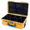 Pelican 1535 Air Case, Yellow with Blue Handles & Latches TrekPak Divider System with Mesh Lid Organizer ColorCase 015350-0120-240-120