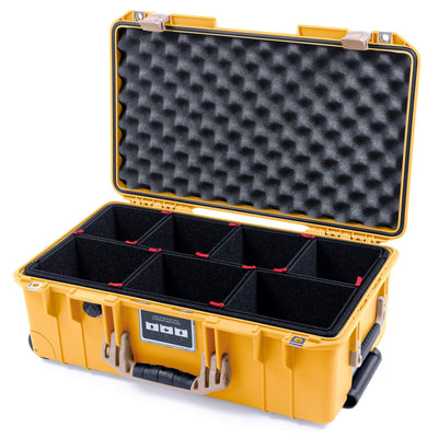 Pelican 1535 Air Case, Yellow with Desert Tan Handles & Latches TrekPak Divider System with Convolute Lid Foam ColorCase 015350-0020-240-310