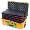 Pelican 1535 Air Case, Yellow with Lime Green Handles & Latches Custom Tool Kit (4 Foam Inserts with Convolute Lid Foam) ColorCase 015350-0060-240-300