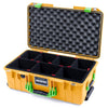 Pelican 1535 Air Case, Yellow with Lime Green Handles & Latches TrekPak Divider System with Convolute Lid Foam ColorCase 015350-0020-240-300