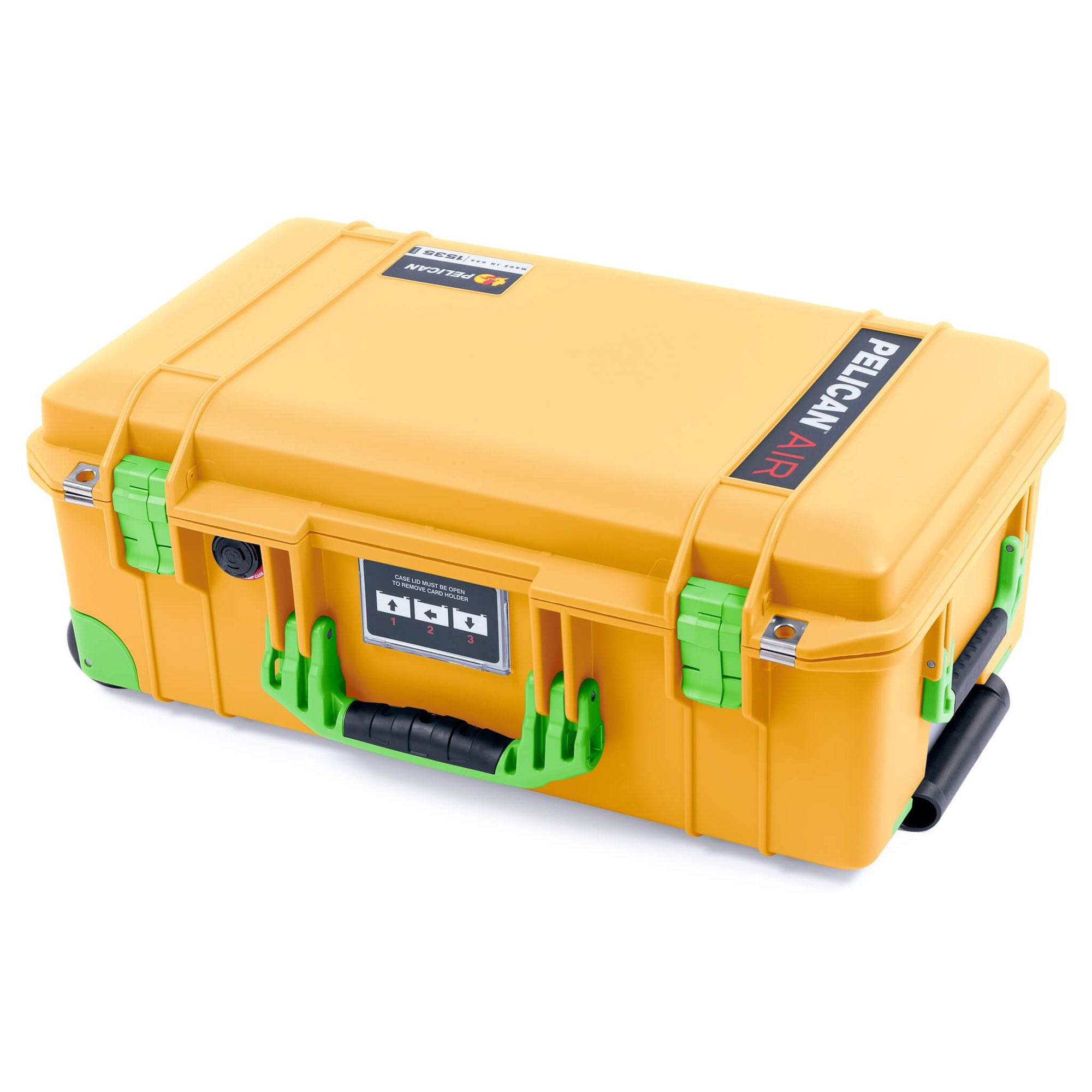 Pelican 1535 Air Case, Yellow with Lime Green Handles, Latches & Trolley ColorCase 