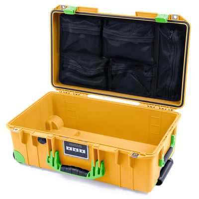 Pelican 1535 Air Case, Yellow with Lime Green Handles, Latches & Trolley Mesh Lid Organizer Only ColorCase 015350-0100-240-300-300