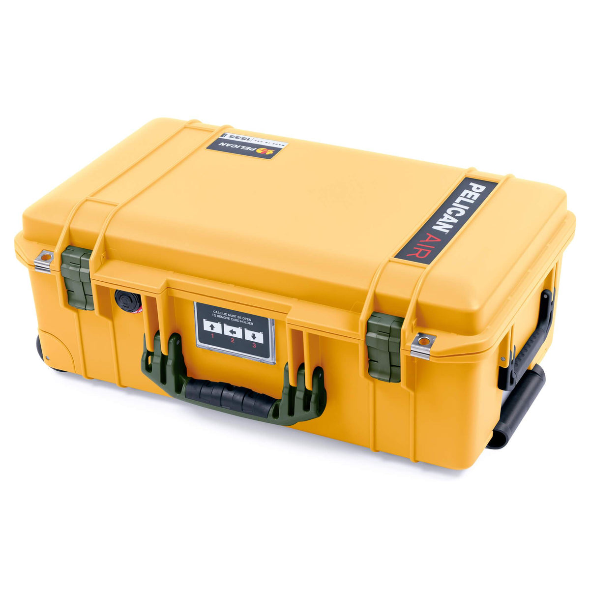 Pelican 1535 Air Case, Yellow with OD Green Handles &amp; Latches ColorCase 