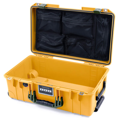 Pelican 1535 Air Case, Yellow with OD Green Handles & Latches Mesh Lid Organizer Only ColorCase 015350-0100-240-130